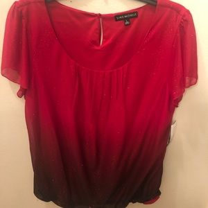 Red glitter top short sleeve.